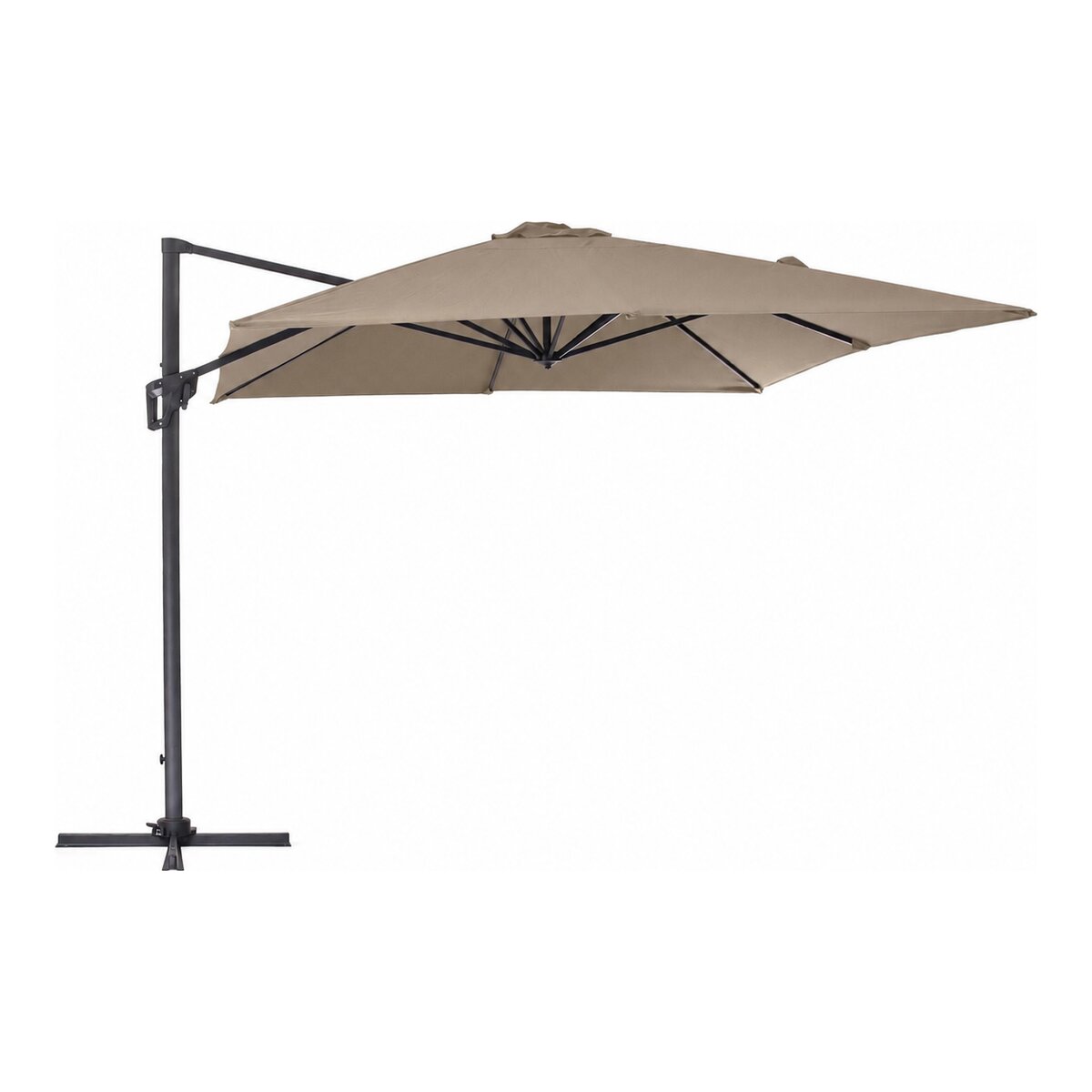 Ampelschirm Porto - Aluminium Anthrazit, Polyester-Stoff Taupe, 3x4 m
