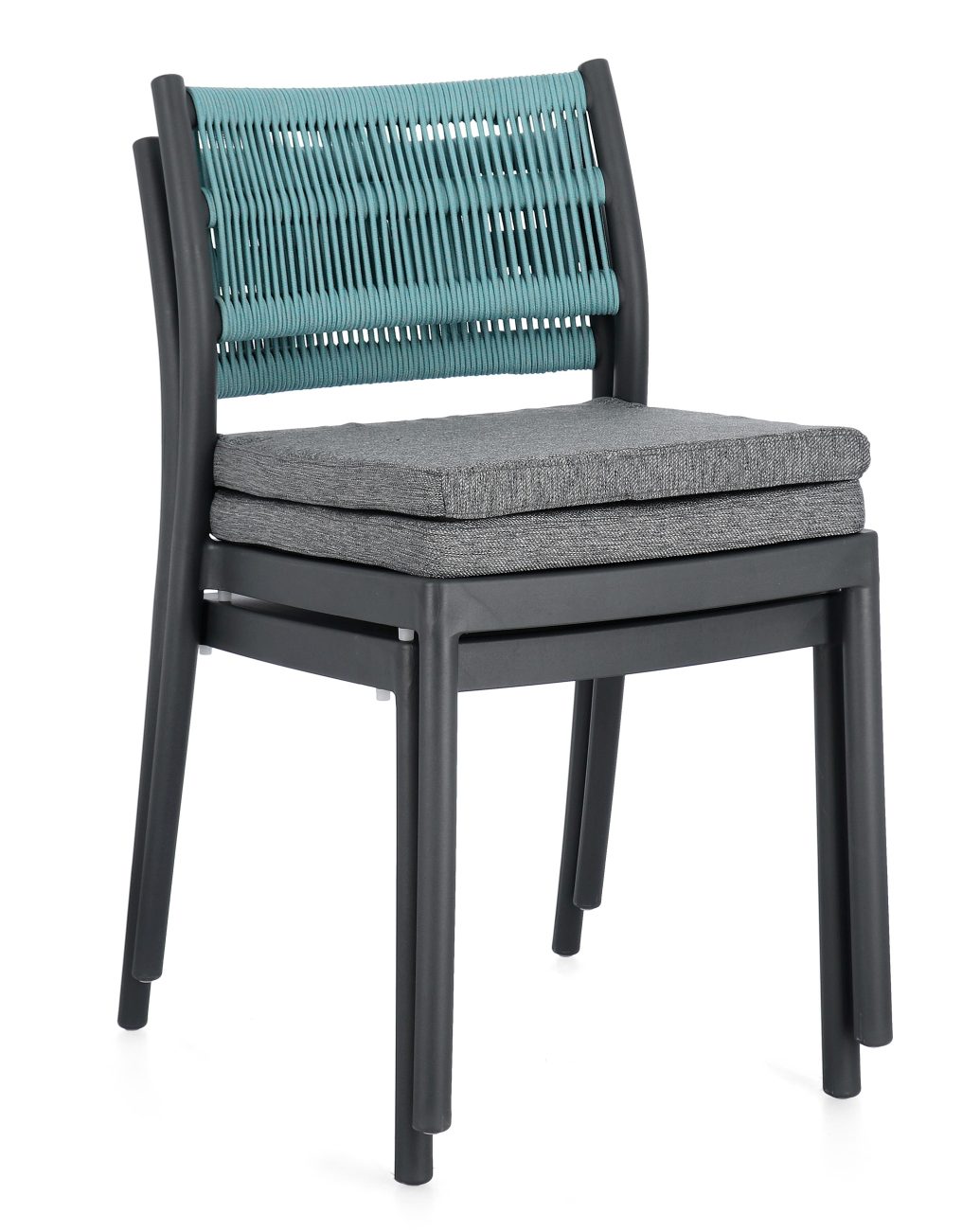 Gartenstuhl Alvin aus Metall, Anthrazit / Avio