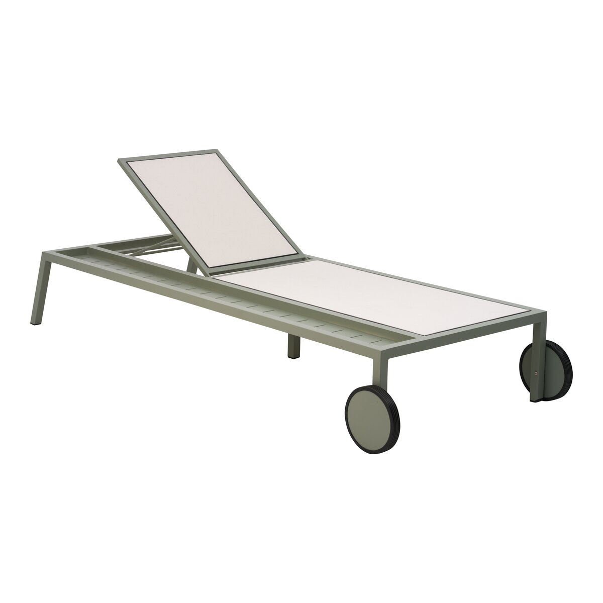 Sonnenliege Samvaro Grün/Beige - mit integrierter Ablage aus Aluminium & Olefin