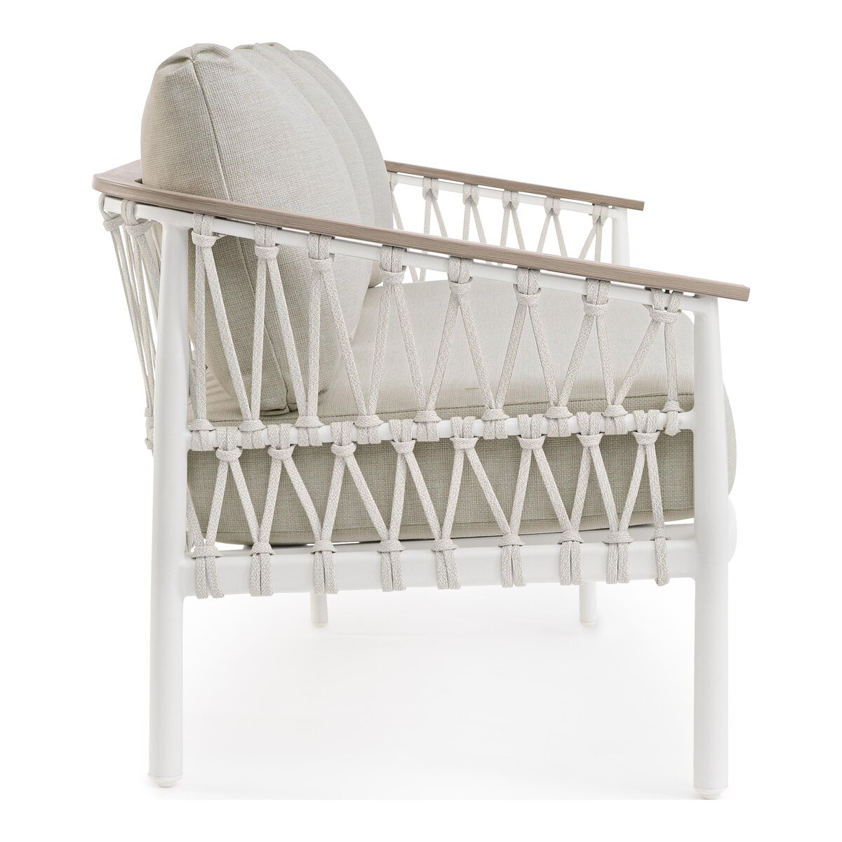 3-Sitzer Gartensofa Fenix - Aluminium & Seilgeflecht, inkl. Kissen, Off-White