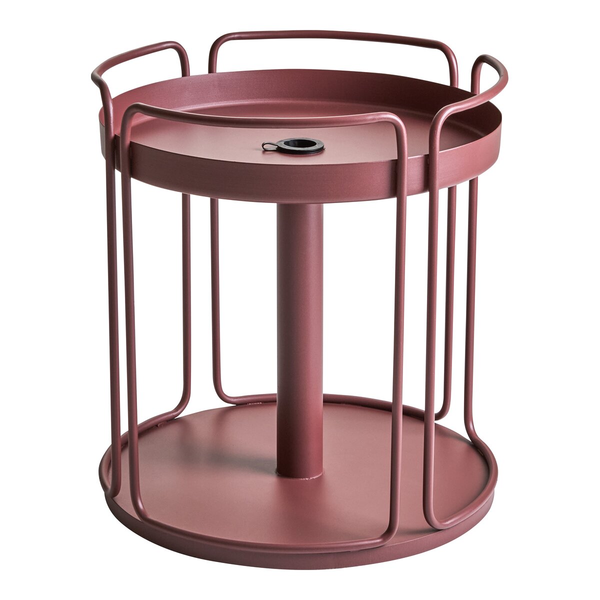 Gartenbeistelltisch Shady aus Metall, modern, rund, Rot, Ø 53 cm, auch als Sonnenschirmständer nutzbar