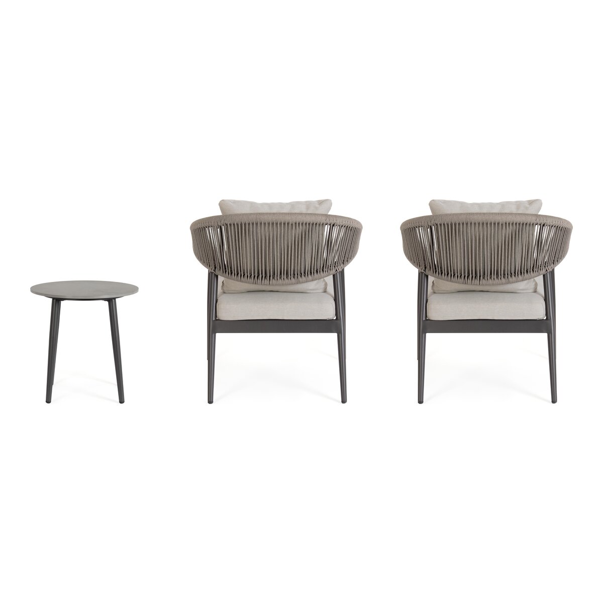 2er Garten-Set Millor - Aluminium & Polyester-Stoff, Anthrazit, inkl. Couchtisch