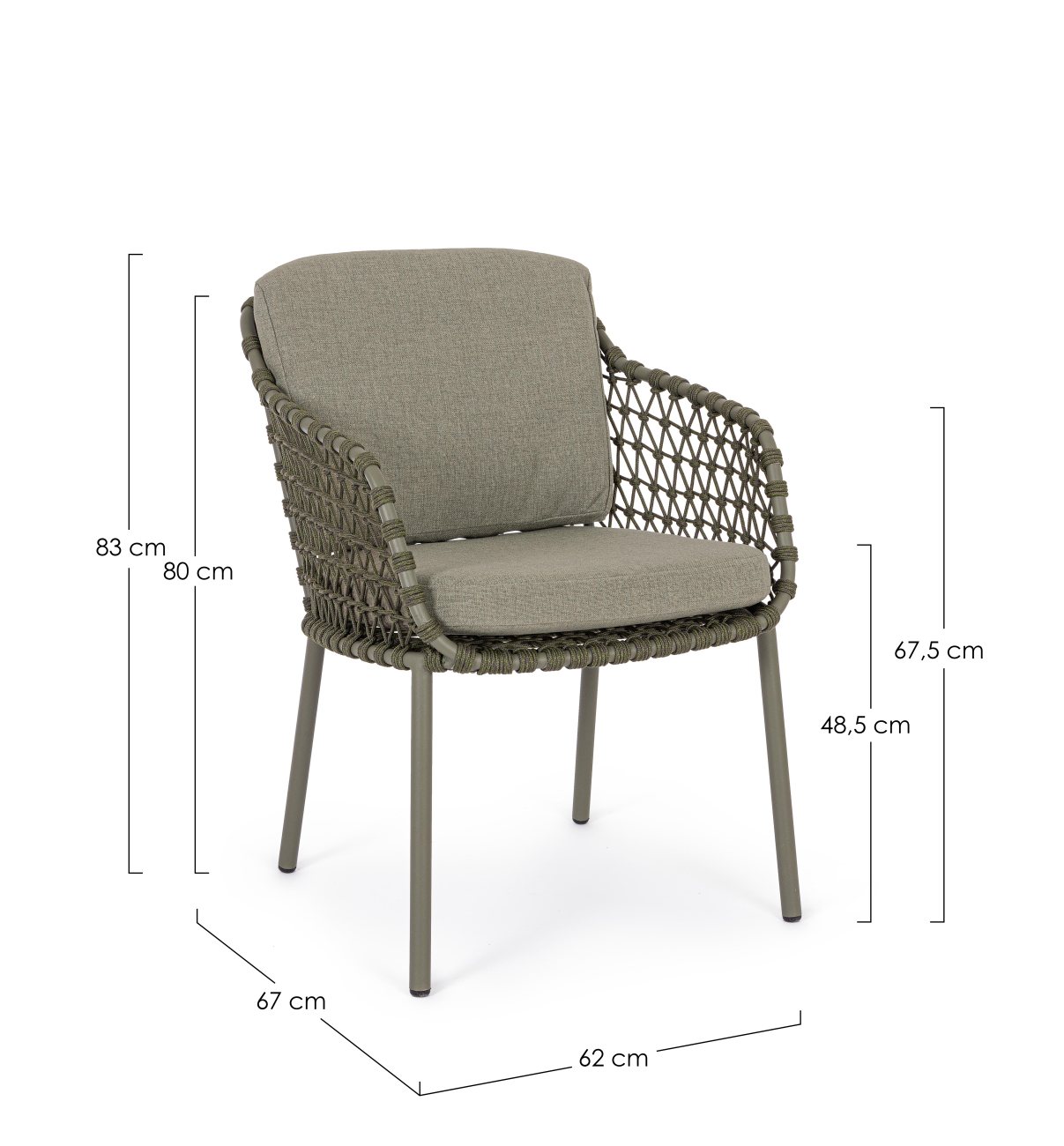 Gartenstuhl Ivissa aus Metall, Grün