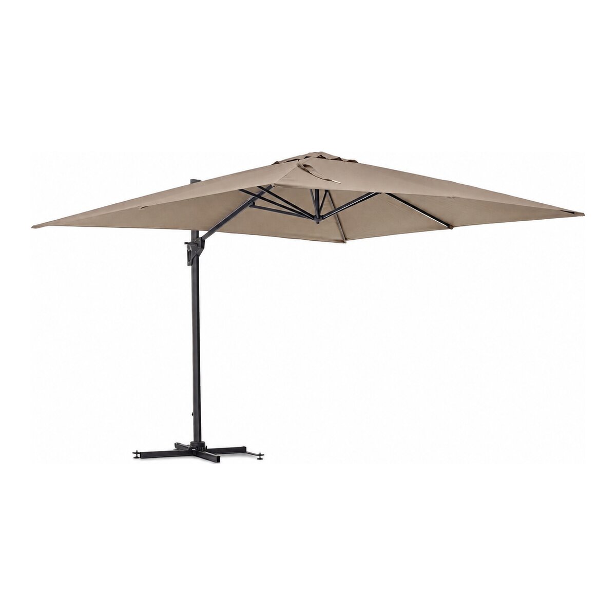 Ampelschirm Porto - Aluminium Anthrazit, Polyester-Stoff Taupe, 3x4 m