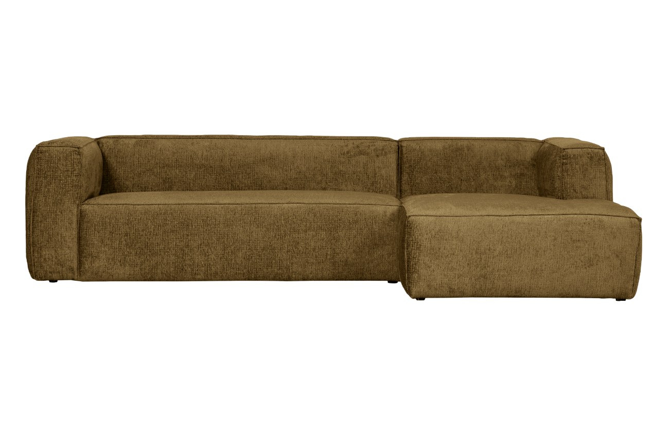 Das Sofa Bean überzeugt mit seinem modernen Stil. Gefertigt wurde es aus Struktursamt, welches einen braunen Farbton besitzt. Das Gestell ist aus Kunststoff und hat eine schwarze Farbe. Das Sofa in der Ausführung Rechts besitzt eine Größe von 305x175 cm.