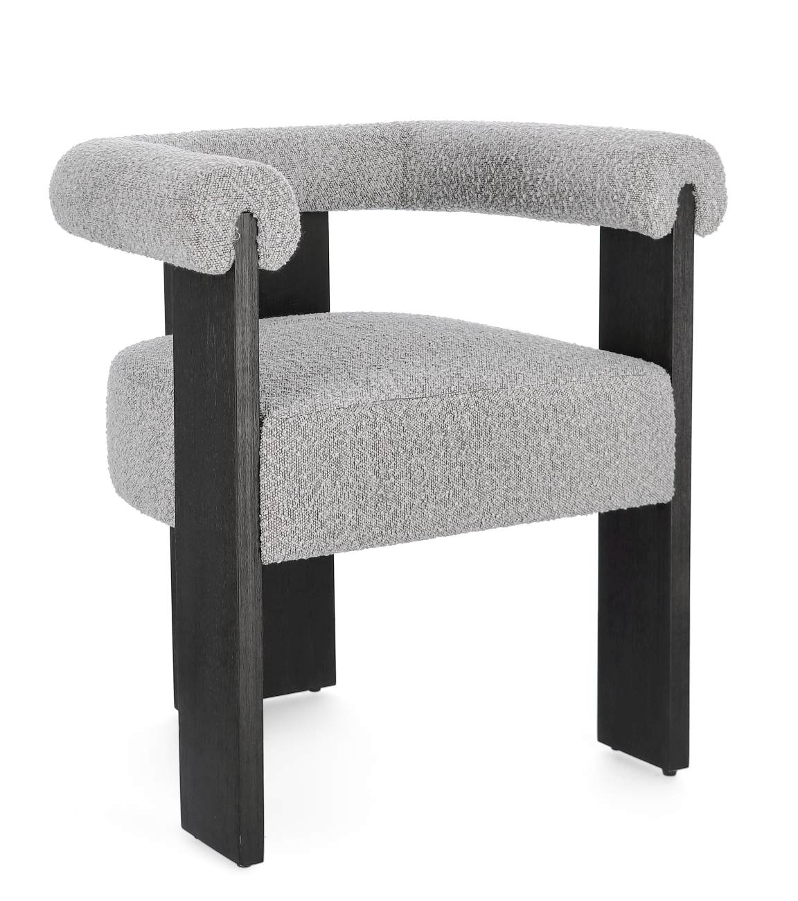 Esszimmerstuhl Agape aus Boucle, Grau / Schwarz Esszimmerstuhl Agape aus Boucle, Grau / Schwarz