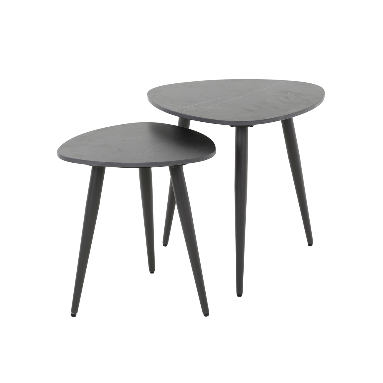 2er-Set Beistelltisch Cerami - schwarze Keramik, Dreieckig 2er-Set Beistelltisch Cerami - schwarze Keramik, Dreieckig