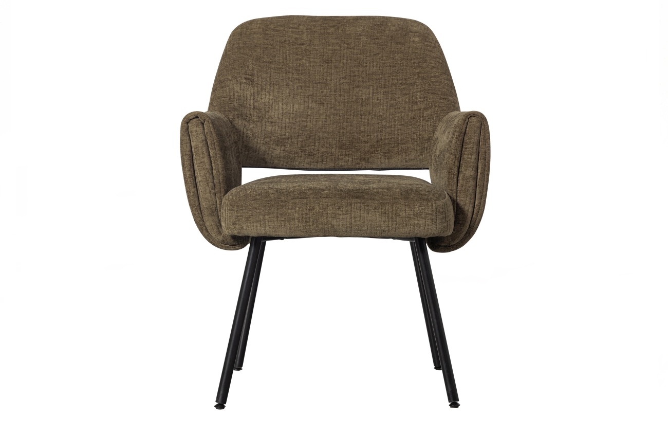 Der Esszimmerstuhl Silk überzeugt mit seinem modernen Stil. Gefertigt wurde er aus groben Occa-Samt, welches einen grünen Farbton besitzt. Das Gestell ist aus Metall und hat eine schwarze Farbe. Der Stuhl verfügt über eine Sitzhöhe von 44 cm.