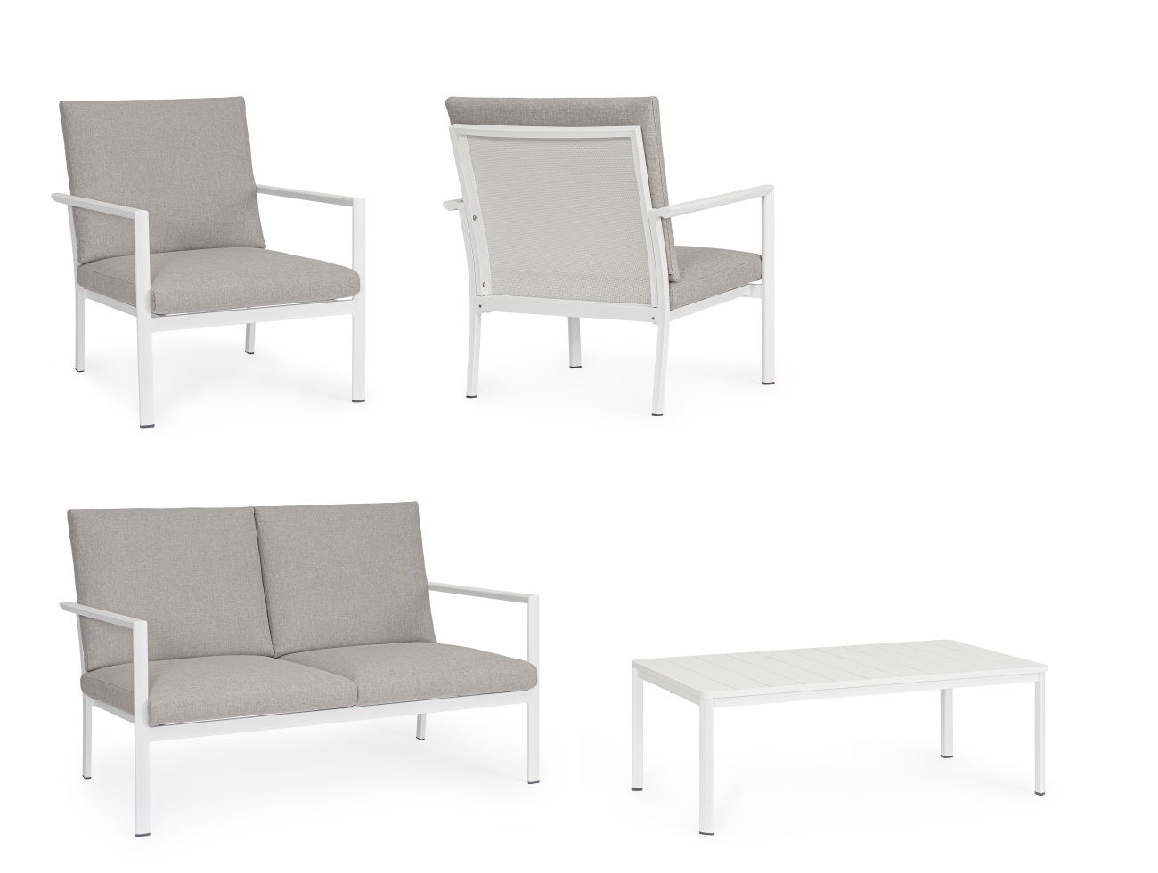 Garten-Set Konnor 4er Gruppe, Weiß