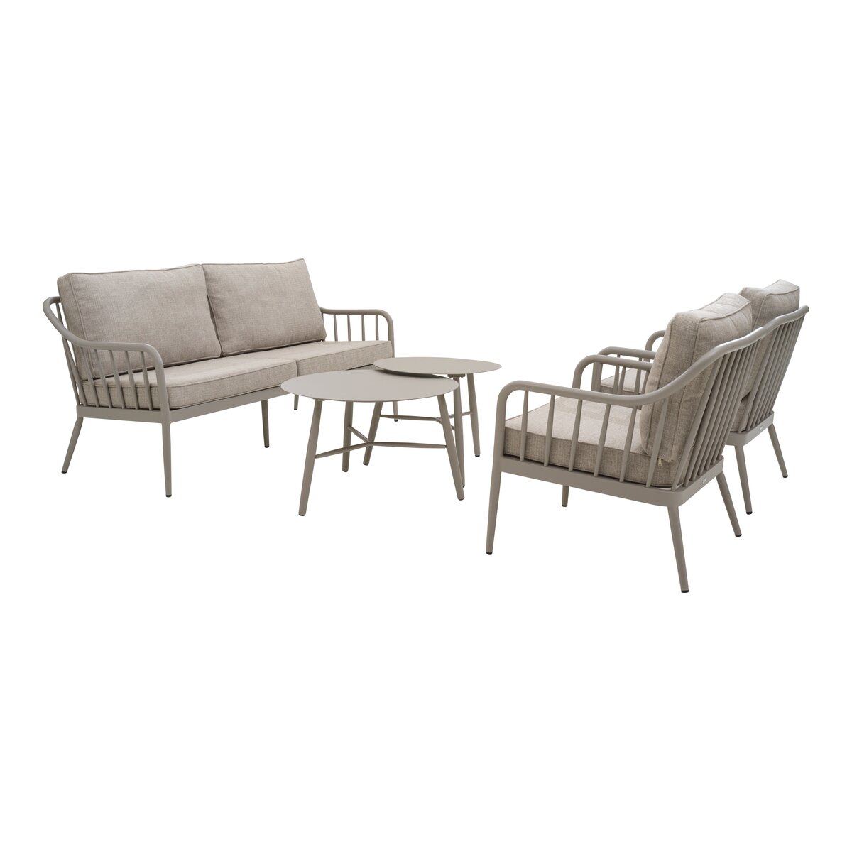 Gartensessel Coleville Khaki/Burlap Beige - aus Aluminium & Olefin, inkl. Kissen