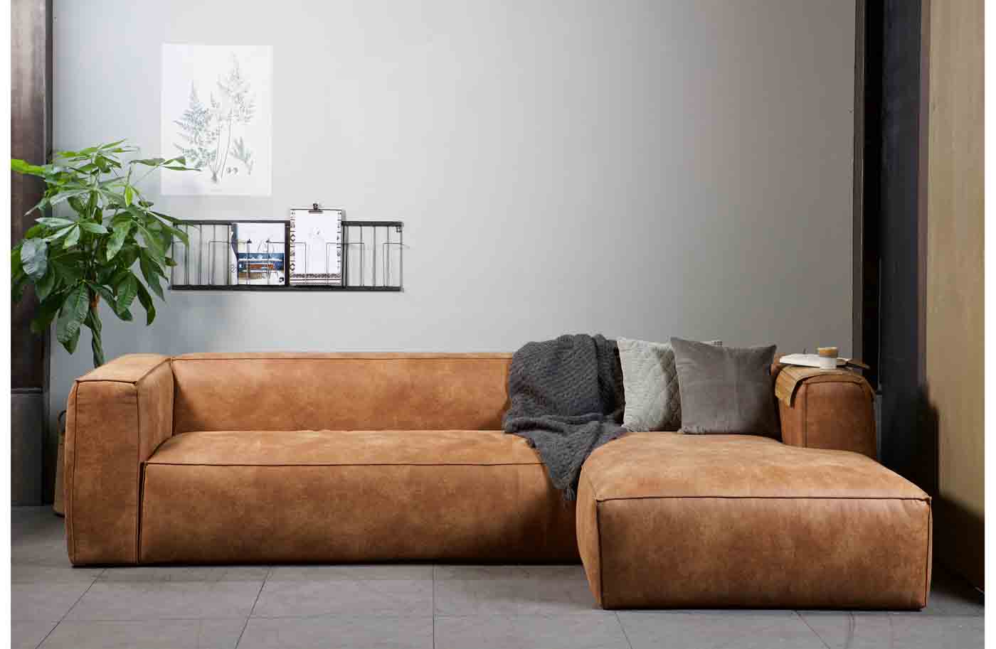 Ecksofa Bean Eco Leder, rechts Cognac