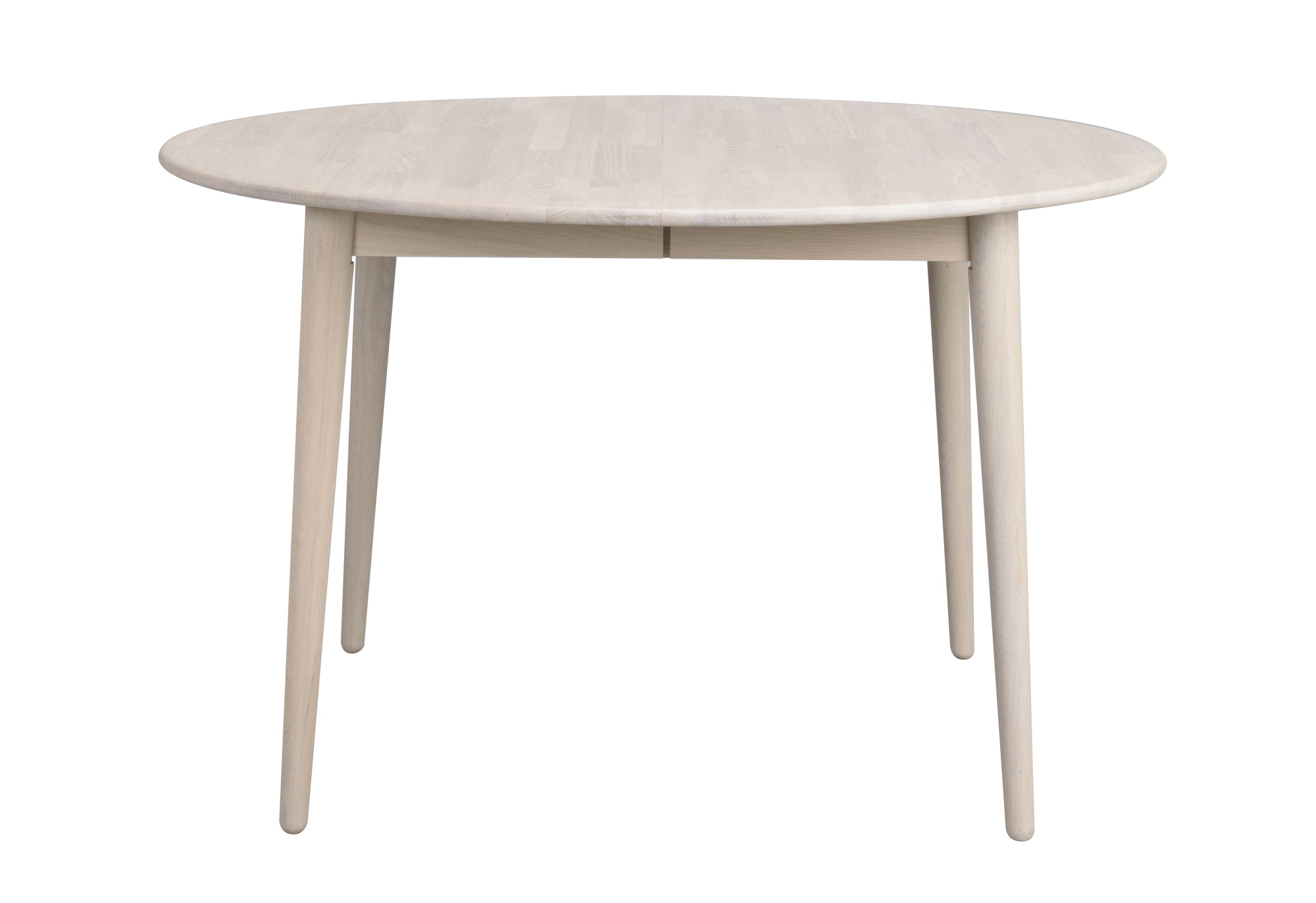 Komfortabel & schön – Ausziehtisch Tyler Rund 120/165cm, Eiche Weiß pigmentiert.