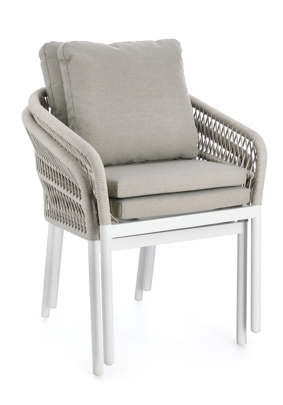 Gartenstuhl Galdana aus Aluminium, Hellgrau / Weiß