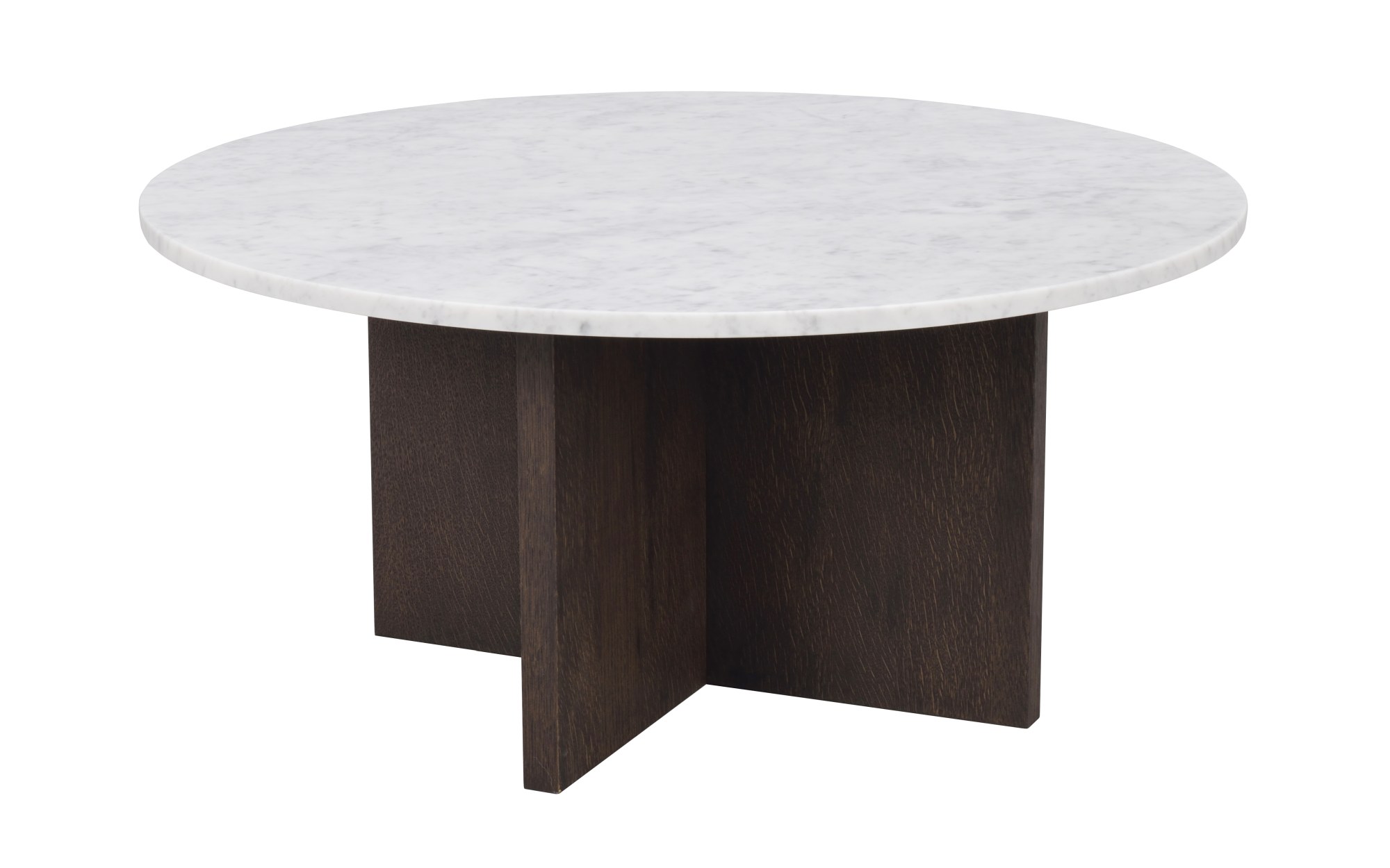 Edles Möbelstück: Couchtisch Brooksville, Marmor Rund 90cm, Weiß / Braun für stilvolle Einrichtung.