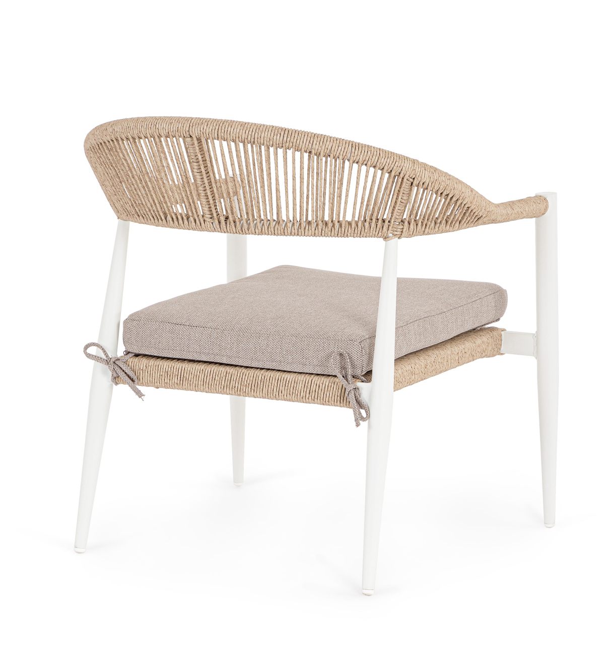 Gartensessel Jandia aus Aluminium, Weiß / Beige