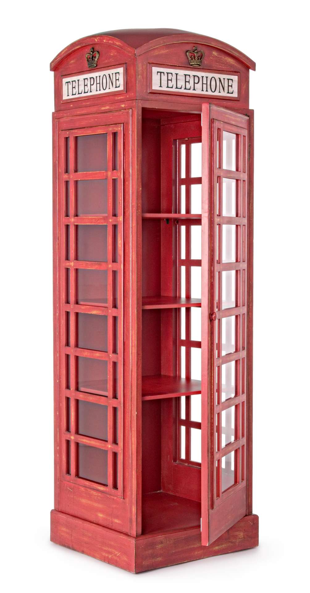Das Regal Red Cabin überzeugt mit seinem klassischen Design. Gefertigt wurde es aus Tannenholz, welches einen roten Farbton besitzt. Das Gestell ist auch aus Tannenholz. Das Bücherregal verfügt über eine Tür und drei Böden. Die Breite beträgt 53 cm.