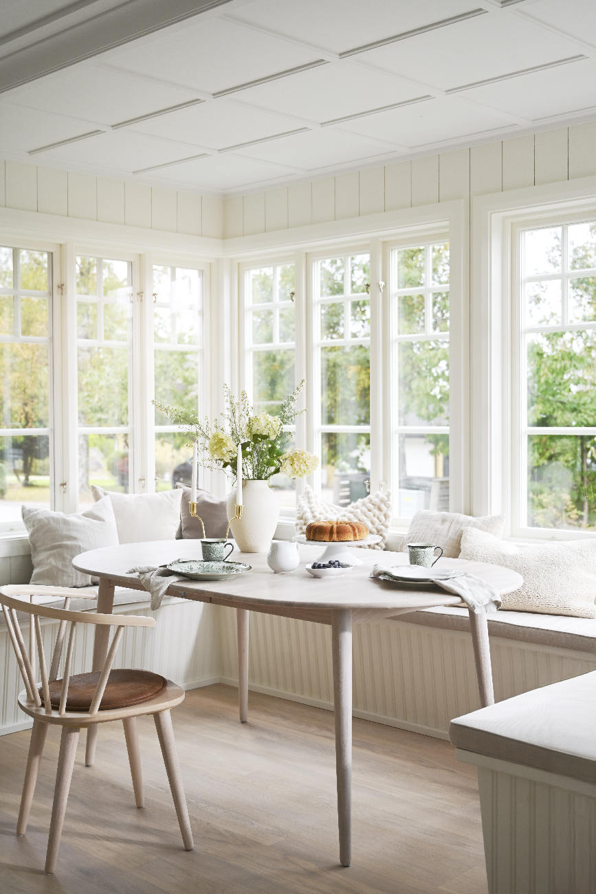 Ausziehtisch Tyler Oval 170/210cm, Eiche Weiß pigmentiert