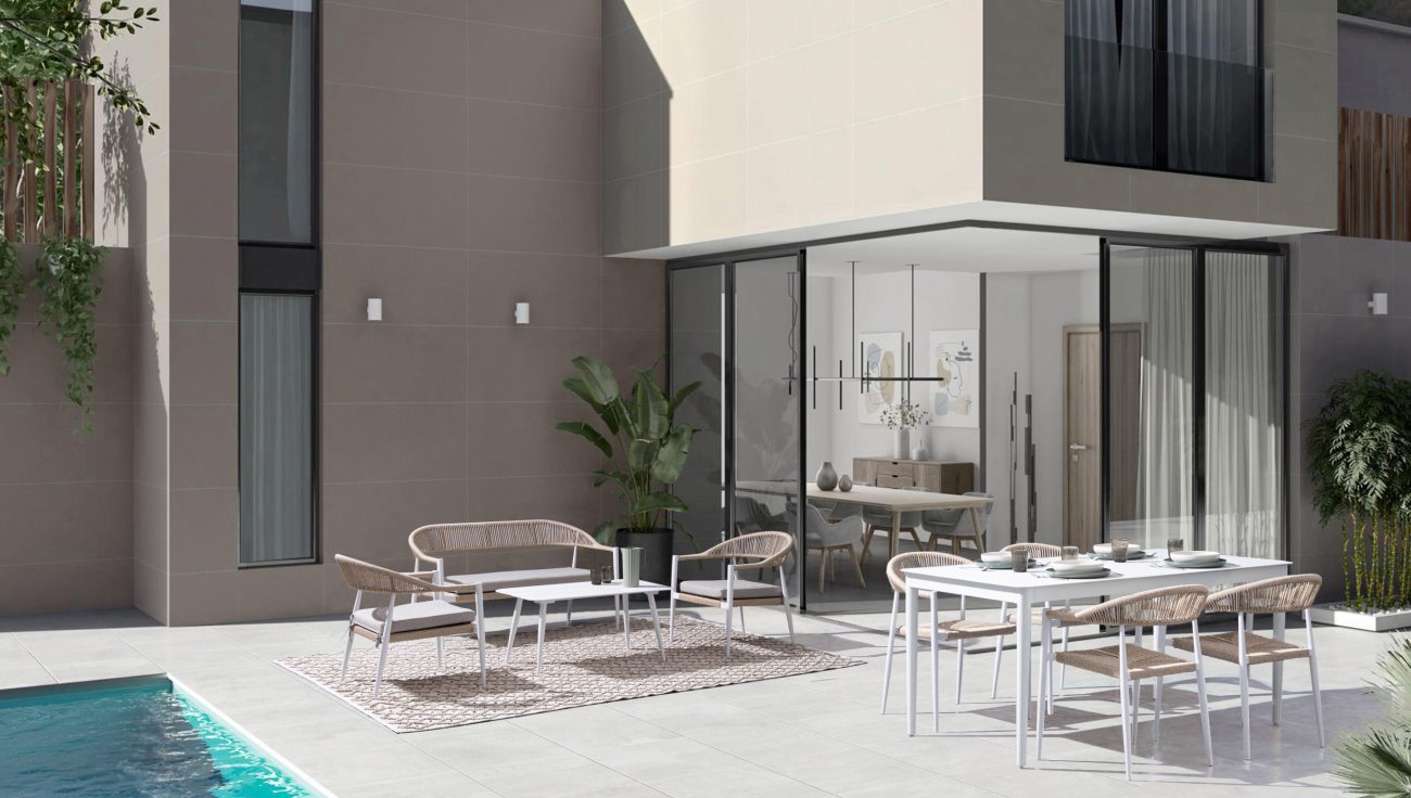 Gartenstuhl Jandia aus Aluminium, Weiß / Beige