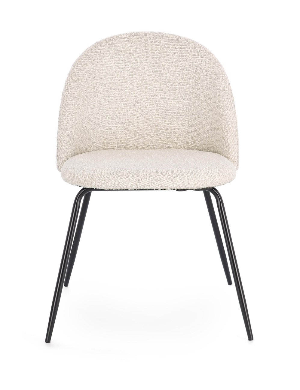 Esszimmerstuhl Tanya 4er-Set aus Boucle, Elfenbein / Schwarz