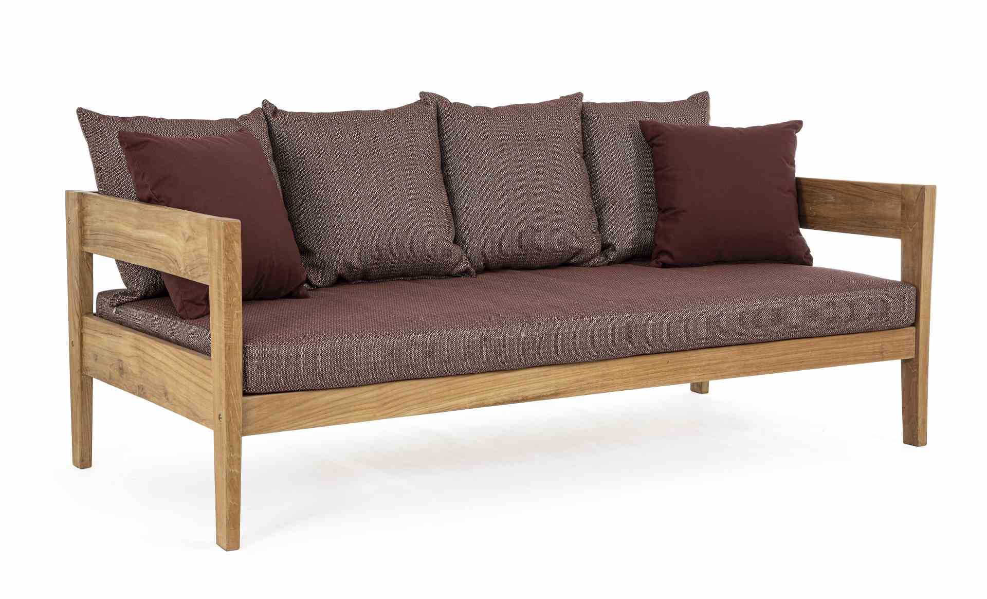 Gartensofa Kobo aus Teakholz, Weinrot Gartensofa Kobo aus Teakholz, Weinrot