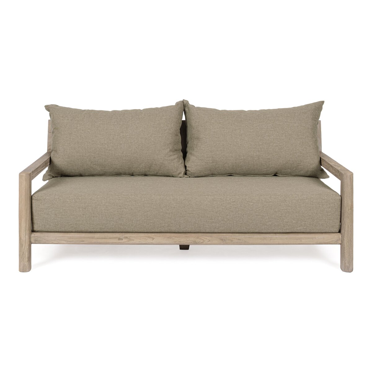 2-Sitzer Gartensofa Maynard - recyceltes Teakholz Braun, Olefin-Stoff Grün