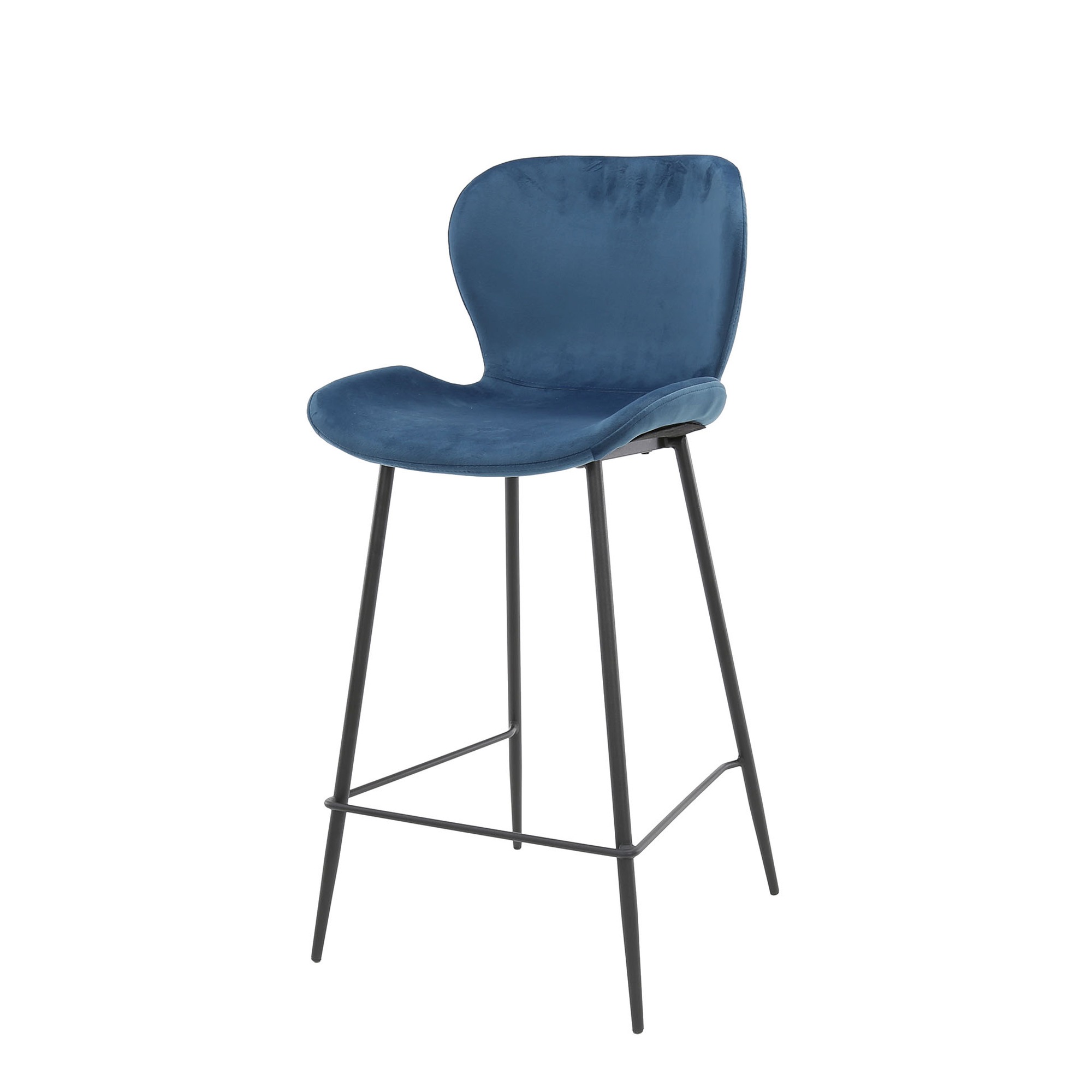 4er-Set Barhocker Pipvel mit Lehne - Samt, Blau