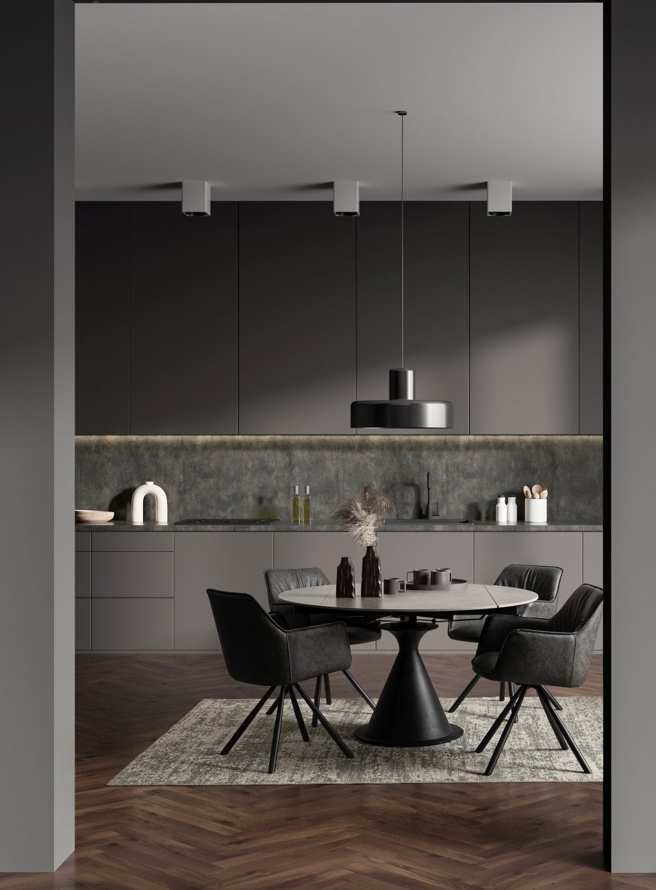 Esszimmerstuhl Breval 2er-Set aus Kunstleder, Grau