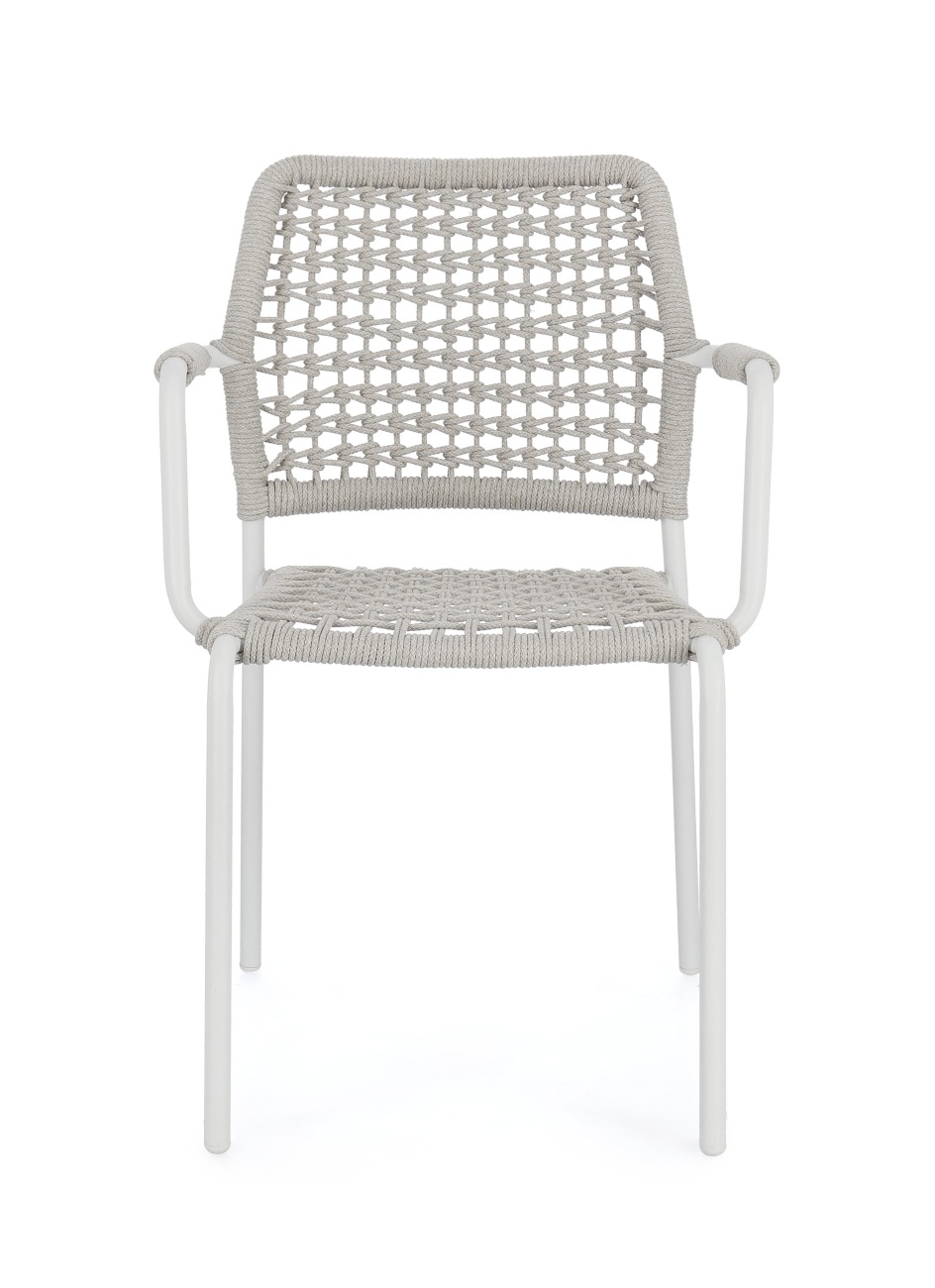 Gartenstuhl Rajada aus Aluminium, Hellgrau / Weiß