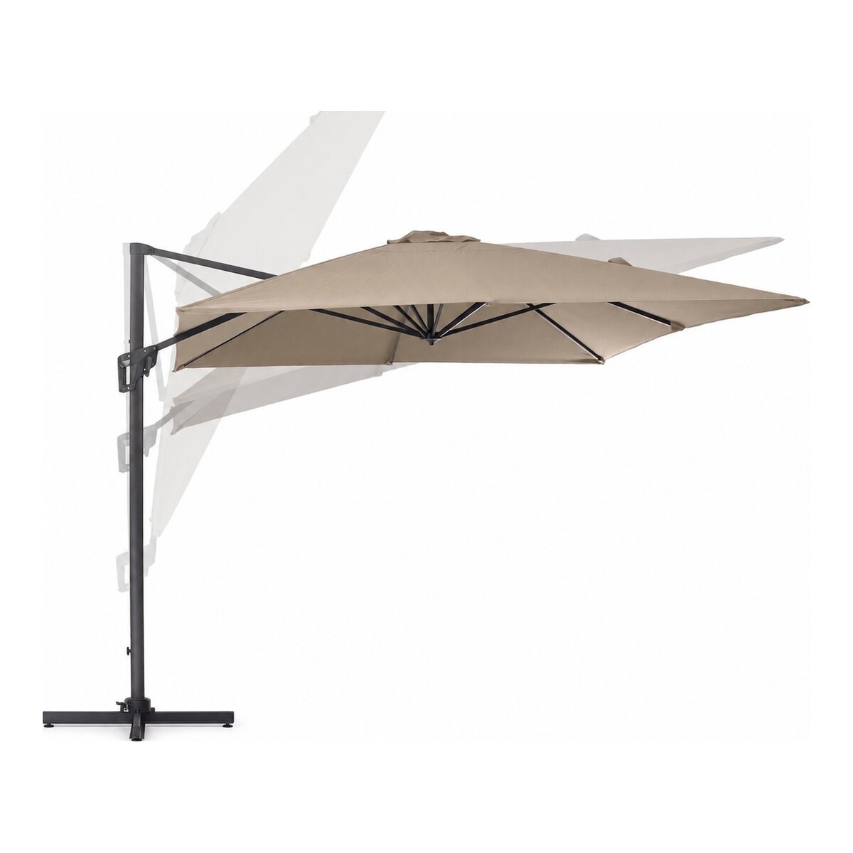 Ampelschirm Porto - Aluminium Anthrazit, Polyester-Stoff Taupe, 3x4 m