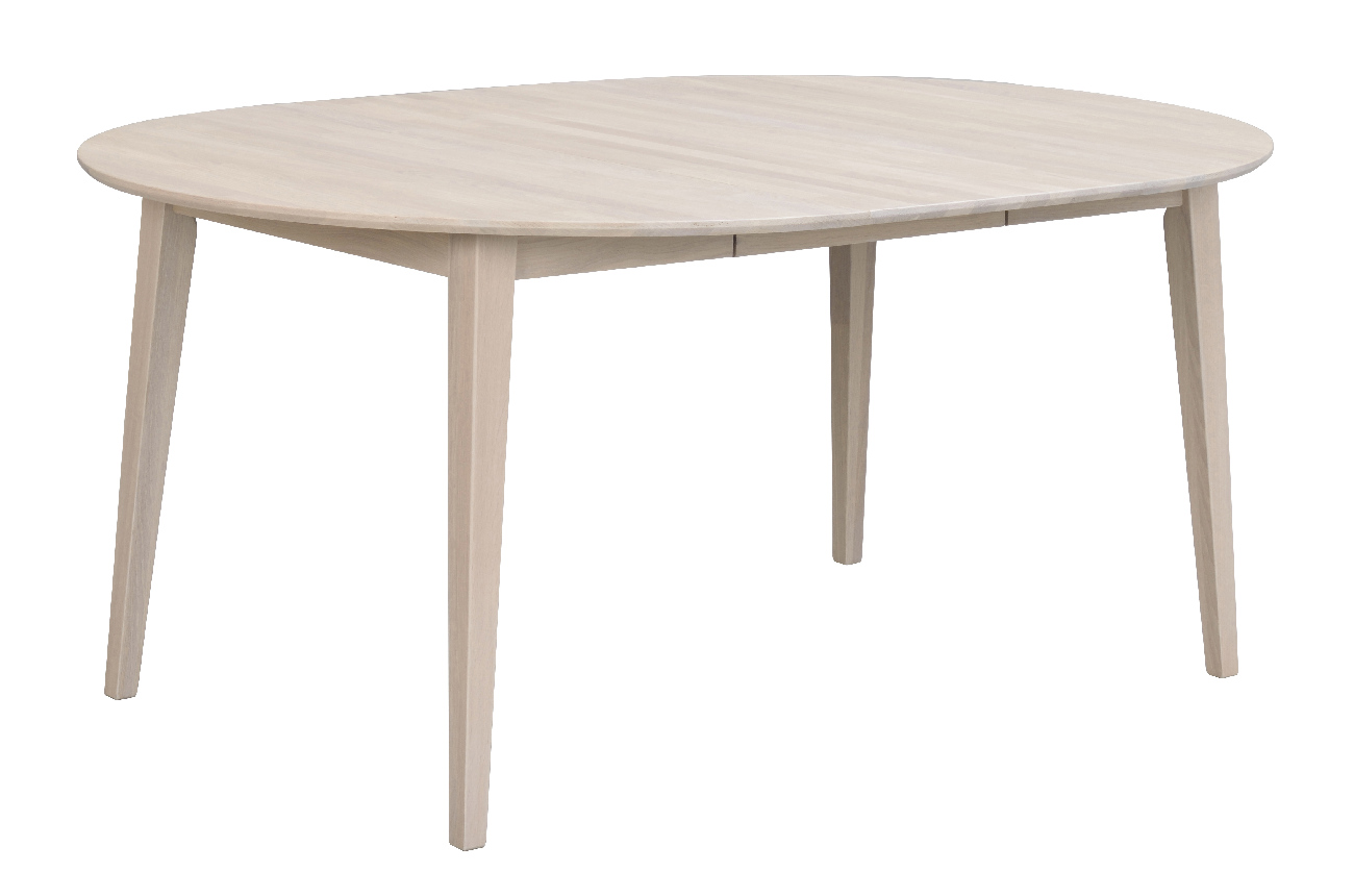 Esstisch Filippa Rund mit Auszug, 120/165cm, Eiche Weiß pigmentiert