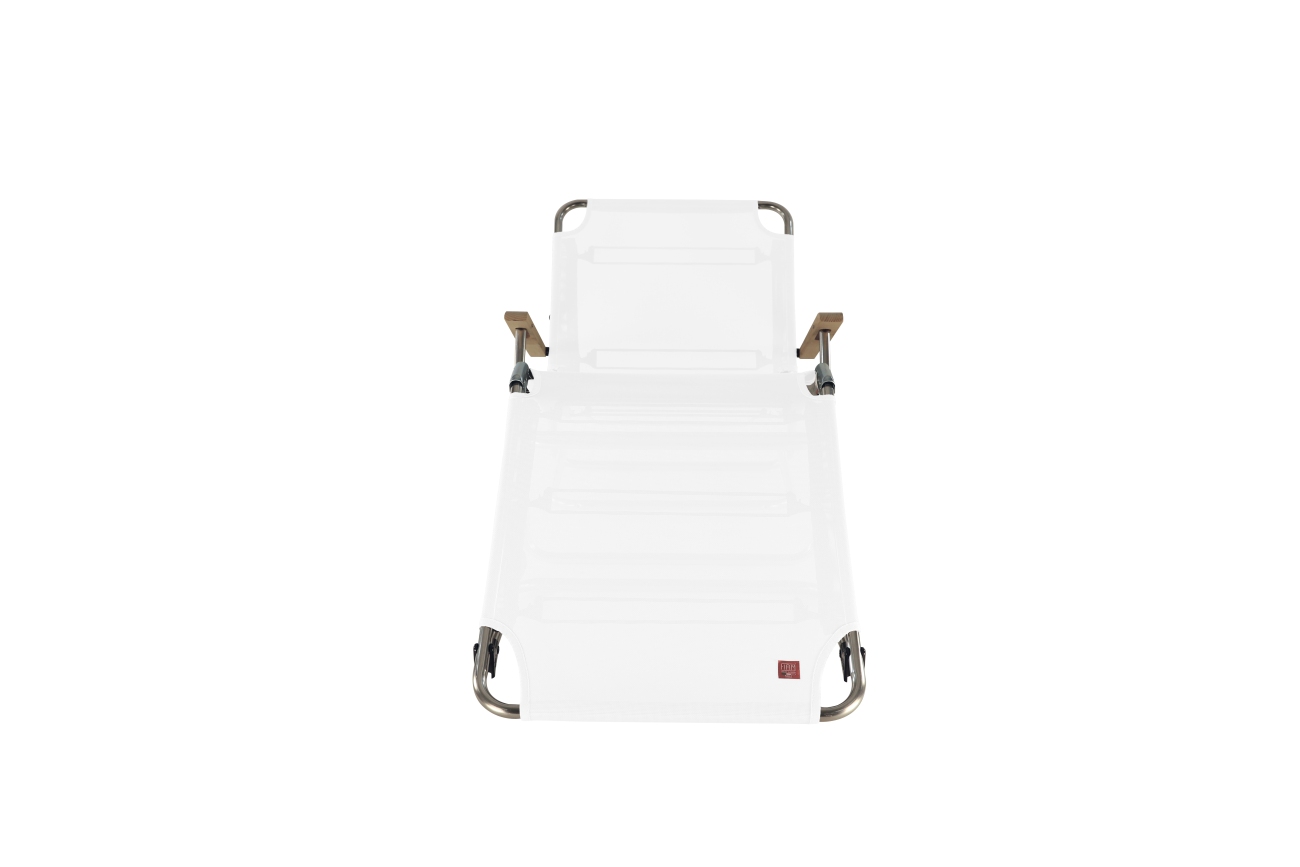 Dreibeinliege Amigo 40+ aus Aluminium mit Armlehne, Weiß