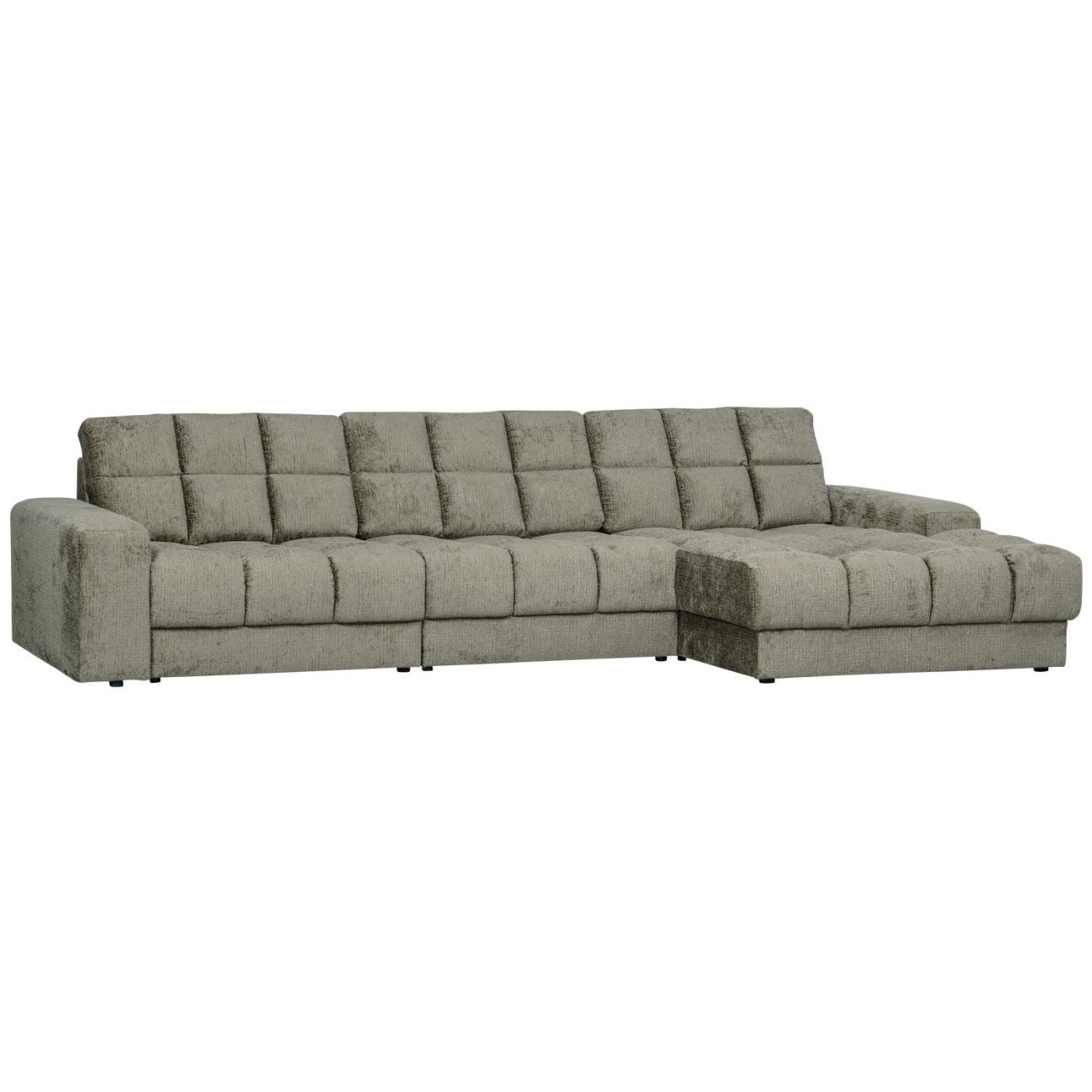 Ecksofa Chaiselongue aus Struktursamt, klassisch, rechts, Farbe Frost, gepolstert, robust