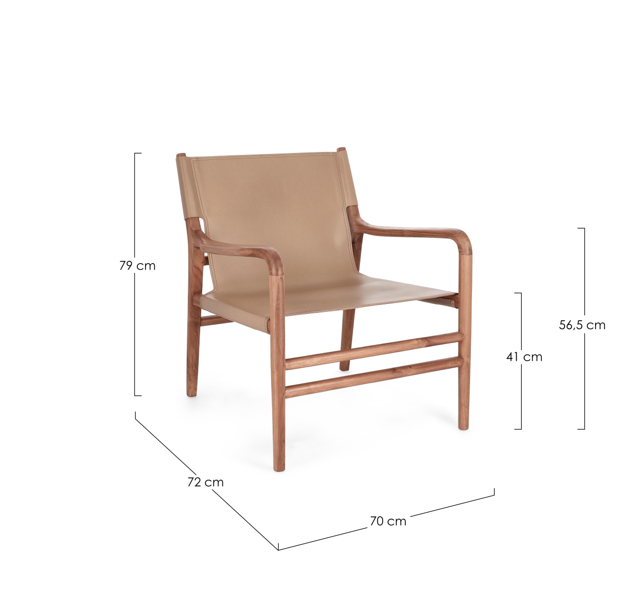 Sessel Caroline aus Teakholz, Taupe