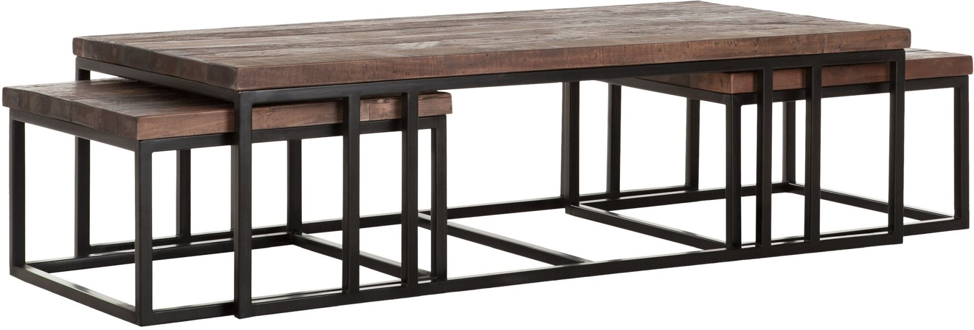 Der Couchtisch Timber wurde aus verschiedenen Holzarten gefertigt. Das Gestell ist aus Metall uns ist Schwarz.Der Tisch überzeugt mit seinem massivem aber auch modernen Design. Der Couchtisch ist als 3er-Set verfügbar.