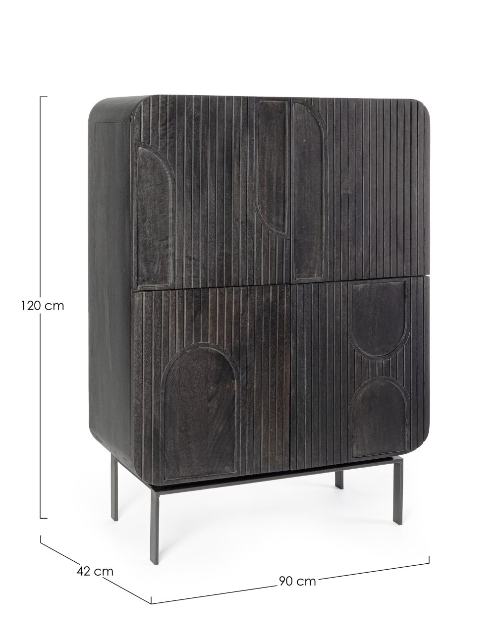 Highboard Orissa aus Mangoholz, Schwarz