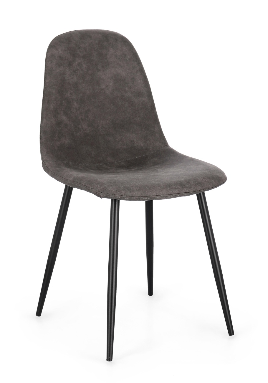 Esszimmerstuhl New Irelia 4er- Set aus Kunstleder, Dunkelgrau
