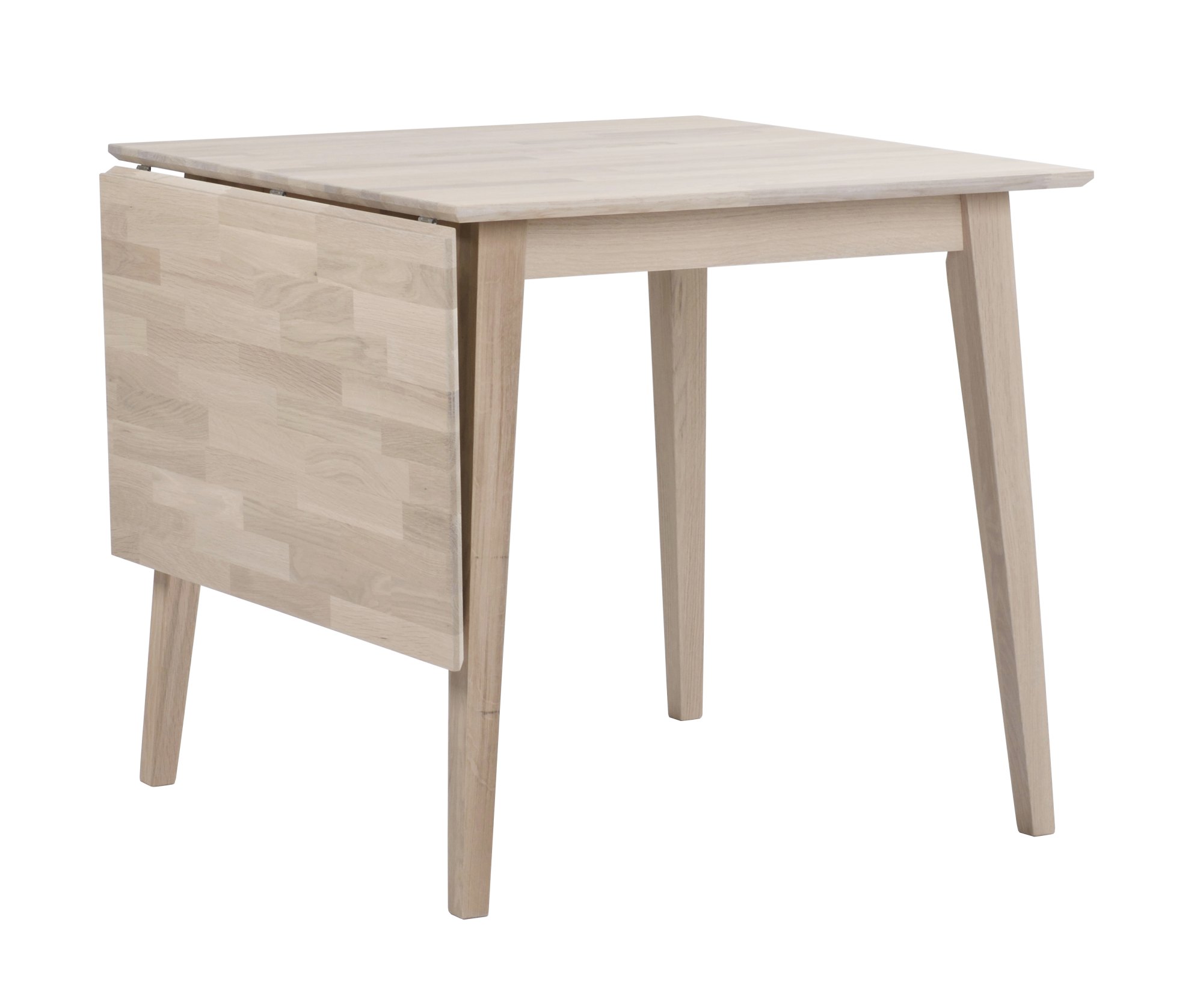 Edles Möbelstück: Klapptisch Filippa, 80/125x80cm, Eiche Weiß pigmentiert für stilvolle Einrichtung. Klapptisch Filippa, 80/125x80cm, Eiche Weiß pigmentiert