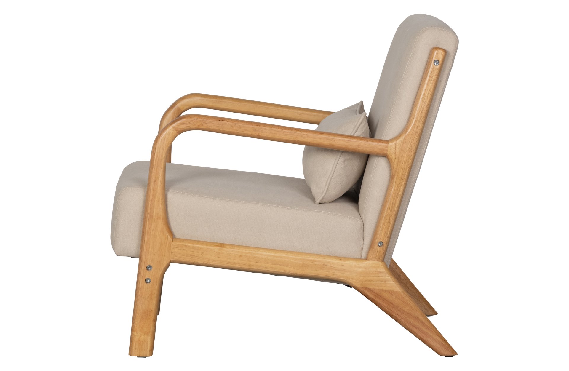 Der Sessel Mark überzeugt mit seinem Skandinavischen Design. Gefertigt wurde der Sessel aus einem Samt Bezug, welcher in einem Beige Farbton ist. Das Gestell ist aus Holz.