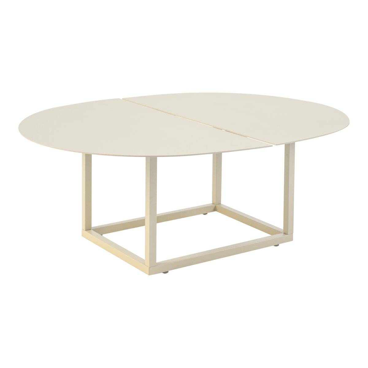 Gartencouchtisch Olive - Aluminium, Oval 110x80 cm, Pearl White