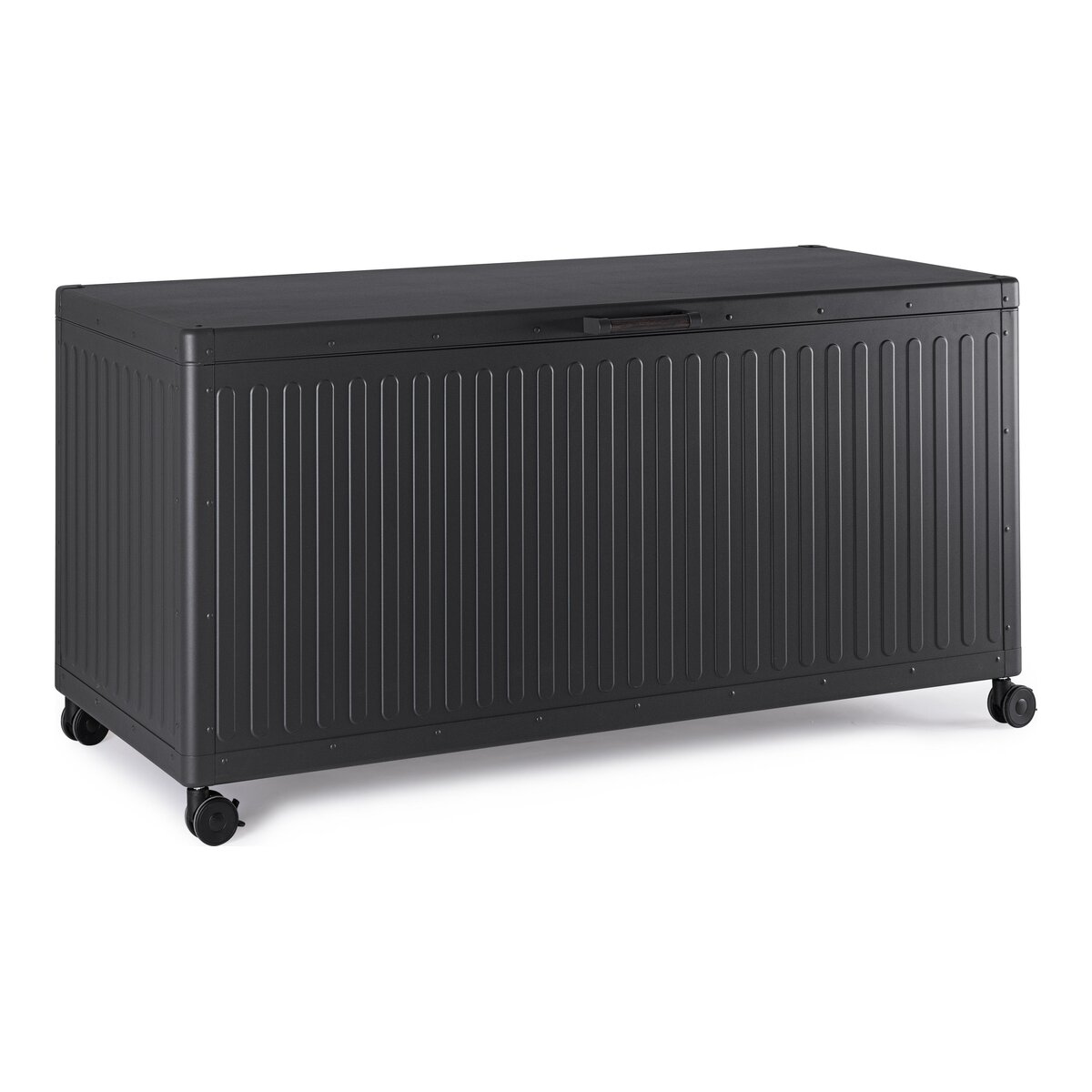 Gartentruhe Ocean - Aluminium Anthrazit, mit Gaskolben und Rollen, Größe S