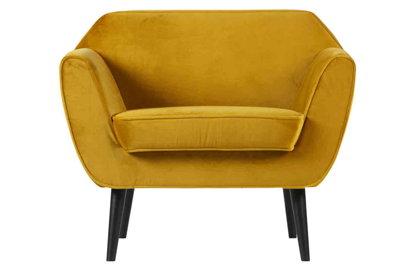 Sessel Rocco mit Samtbezug in der Farbe Gelb