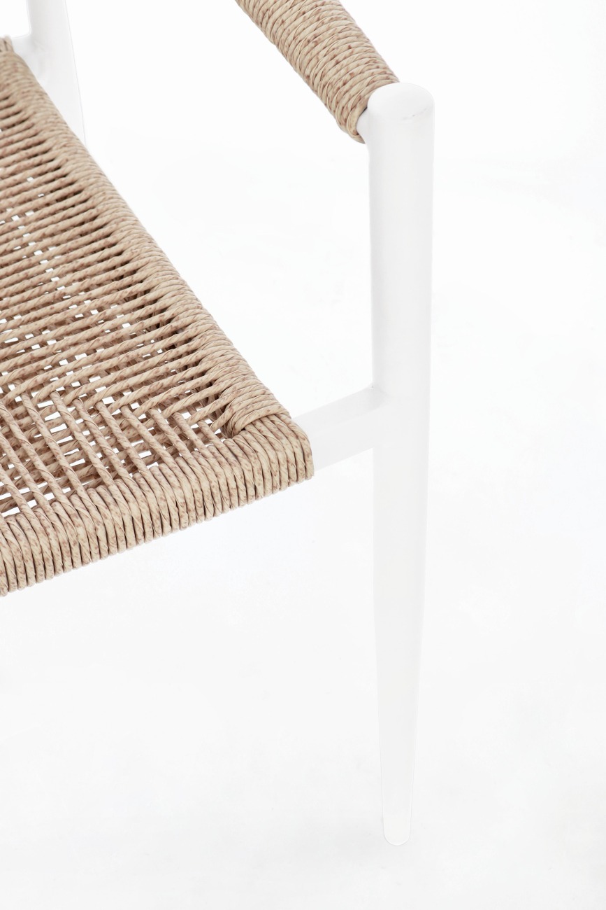 Gartenstuhl Jandia aus Aluminium, Weiß / Beige