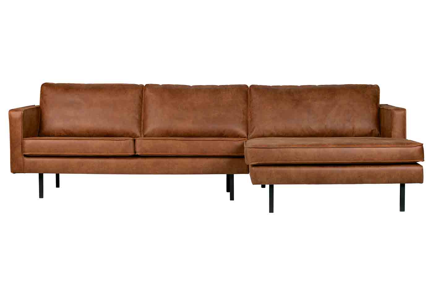 Ecksofa Rodeo Chaiselongue Eco Leder, rechts Cognac