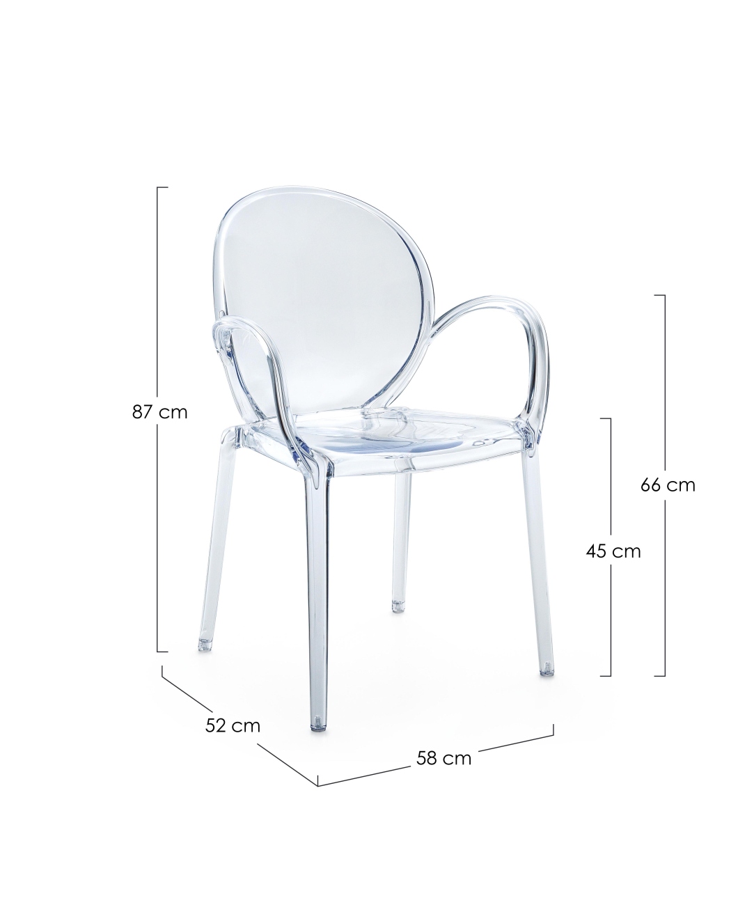 Gartenstuhl Camilla 4er-Set mit Armlehne, Transparent