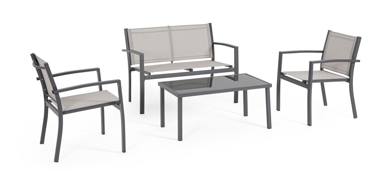 Garten-Set Florida 4er Gruppe, Hellgrau