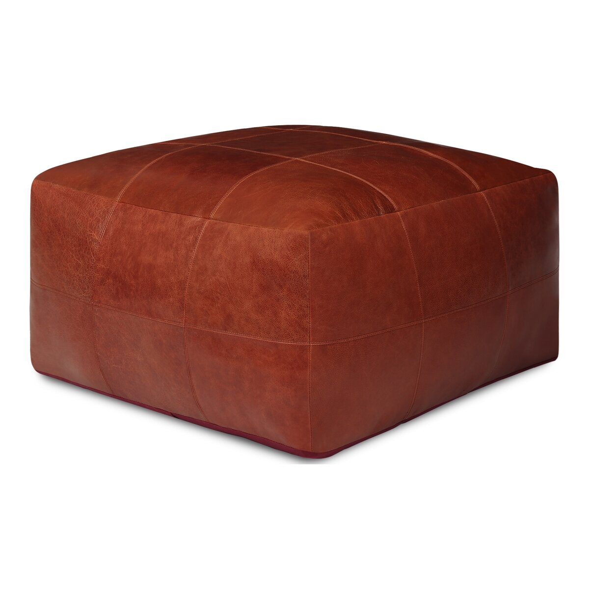 Pouf Anneta aus Leder 75x75 cm, Braun