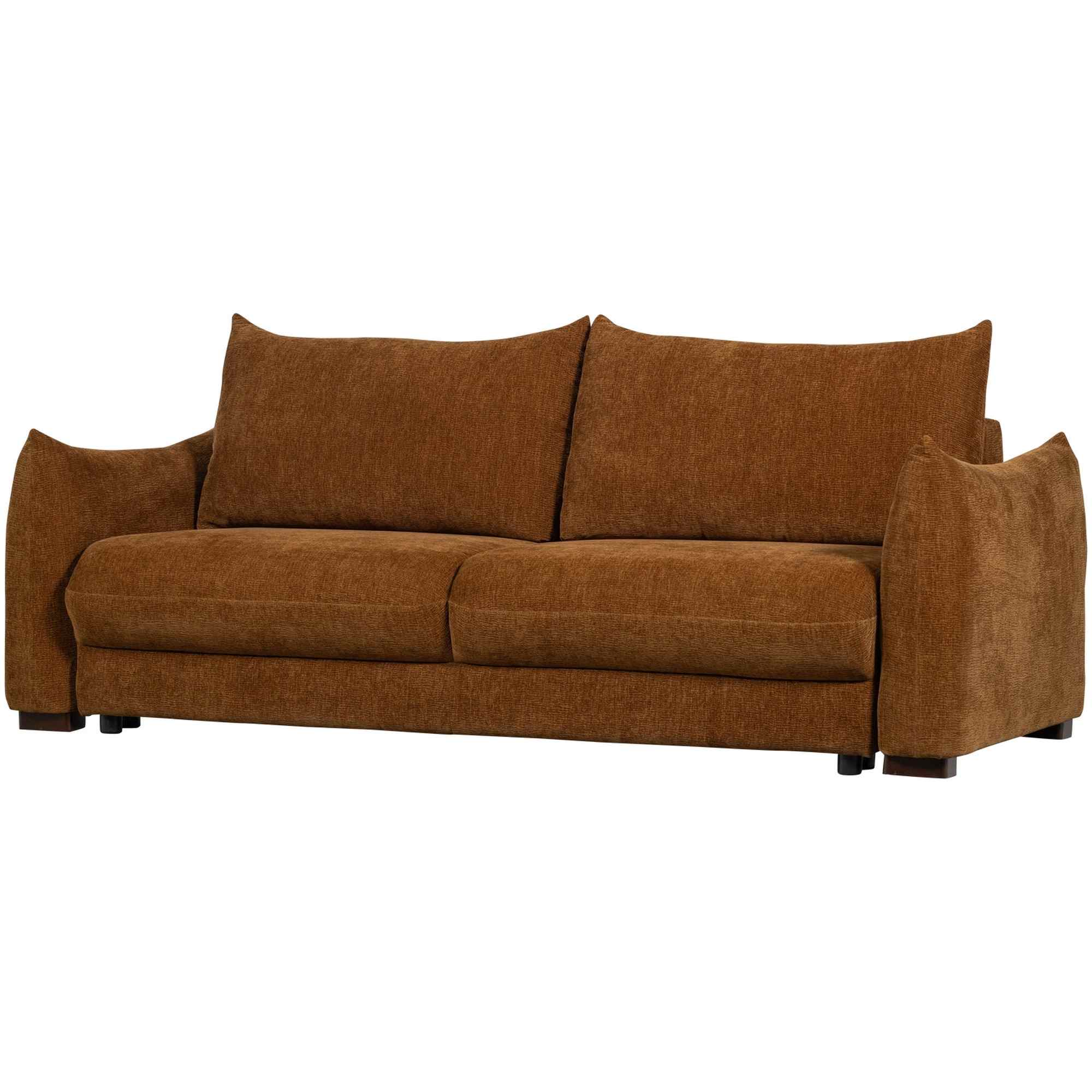 Schlafsofa 3-Sitzer ausziehbar mit Stauraum | Chenille Braun