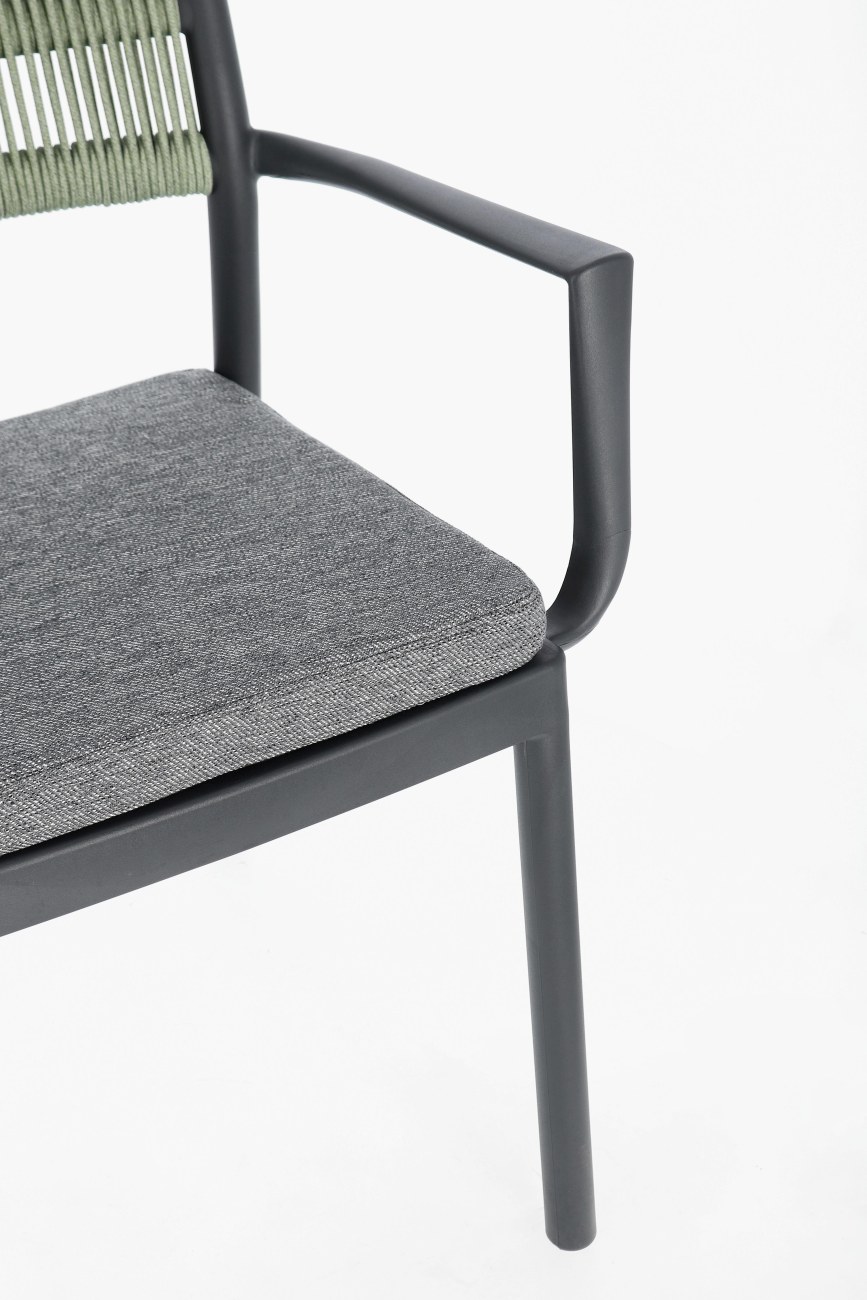 Gartenstuhl Alvin mit Armlehne, Anthrazit / Grün