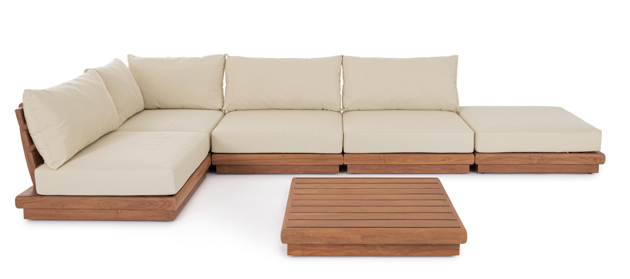 Gartenmodulsofa Delgada aus Teakholz, Eck-Element