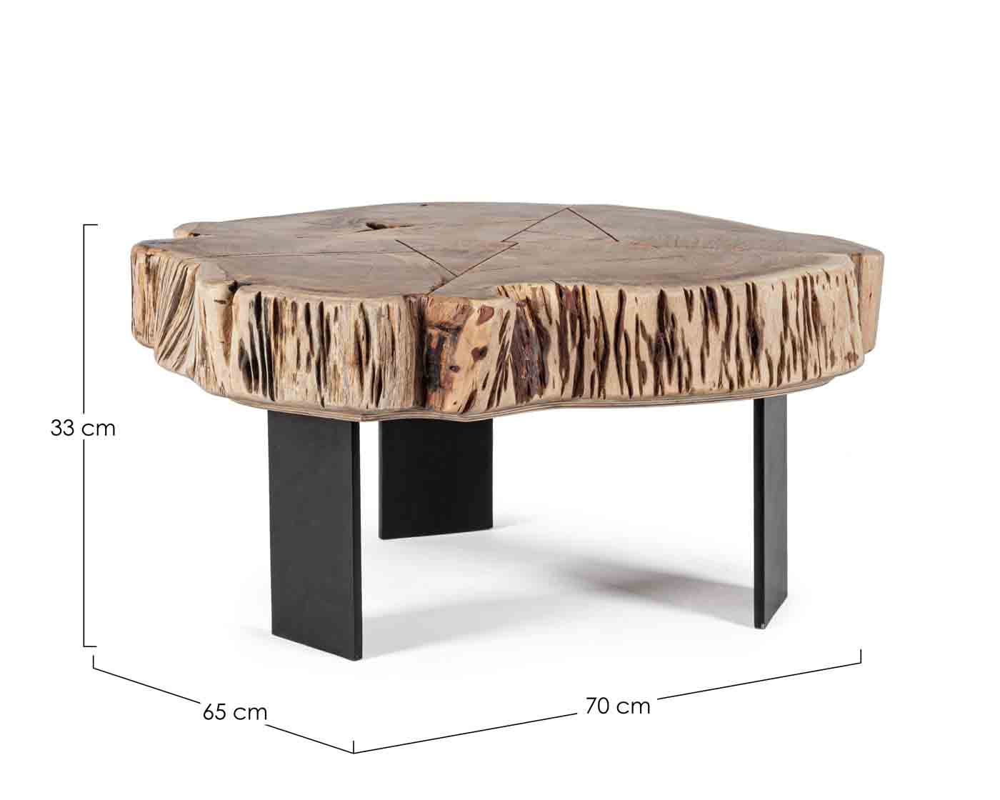 Besonderer Beistelltisch Keval aus Akazienholz der Firma Bizotto. Durch die Fertigung aus echtem Holz ist jedes Stück unterschiedlich und damit ein Unikat.